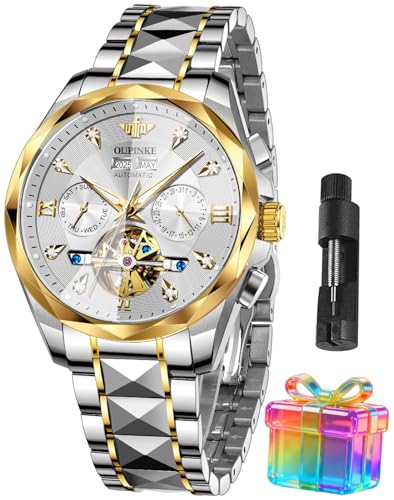 Image of OLEVS Men Automatic Watch Diamond Skeleton Mechanical Original Luxury Self Winding Wrist Watch for Men