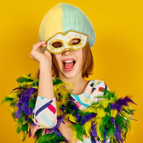 Image of Geyoga 1 Pcs Funny Wig Crazy Hair for Halloween Party,Green Yellow | Funny Colorful Wig Adults Use, Unisex Funky Hairband, Halloween Mardi Gras Cosplay Costume Party Accessories