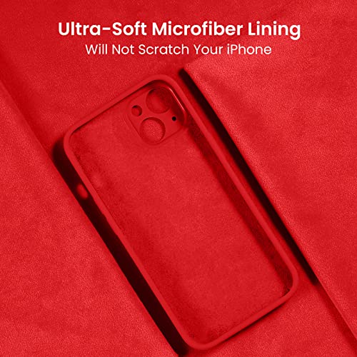 Image of FireNova Designed for iPhone 13 Case, Silicone Upgraded [Camera Protection] Phone Case, Soft Anti-Scratch Microfiber Lining Inside, 6.1 inch, Red