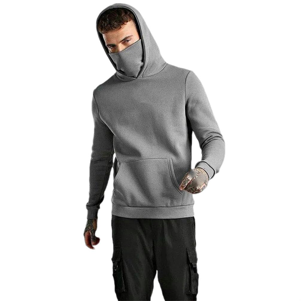 JXQXHCFS Sport Canotte Uomo Fitness Senza Maniche Con Cappuccio Tasca Top Camicia Per Gli Uomini Abbigliamento palestra, Maschera senza maniche, S