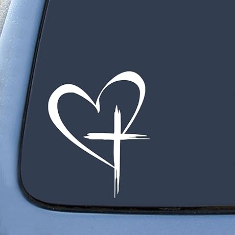 Bargain Max Decals Jesus Love Cross Sticker Decal for Windows, Cars, Laptops,...