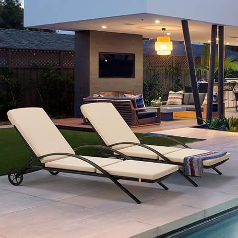 HOMREST Outdoor Chaise Lounge Chair Set Cover