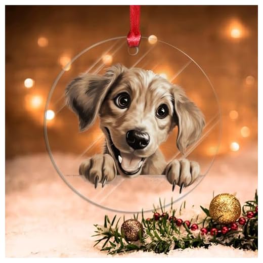 Swavecat Sloughi Christmas Hanging Ornament New Puppy Dog Novelty Acrylic Christmas Ornaments Sloughi Cute Funny Peeking Dog Puppy Christmas Decorations New Year Gift for Dog Lover