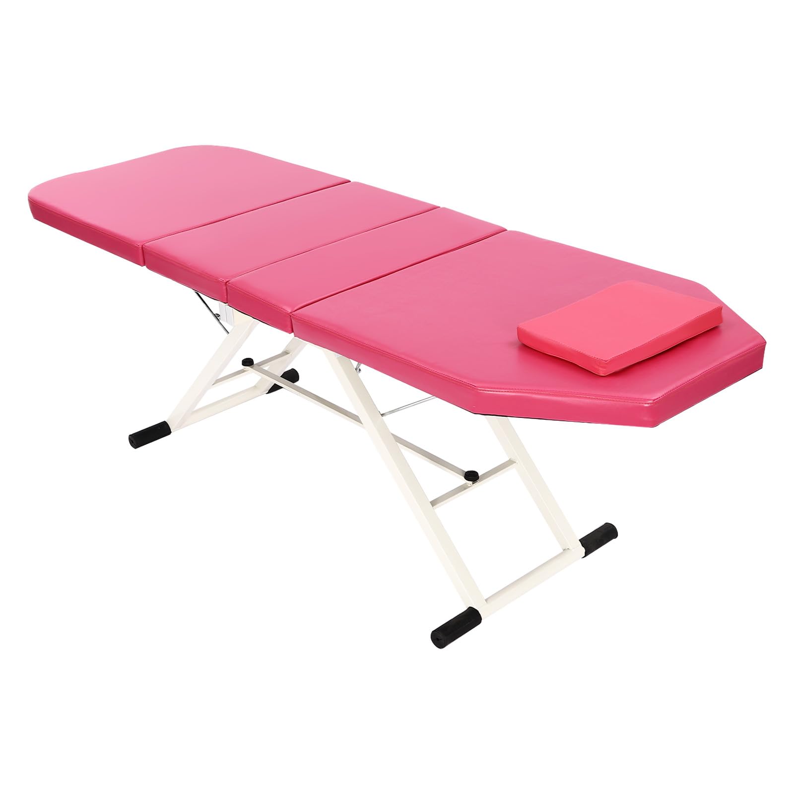 Kosmetikliege Massageliege klappbar höhenverstellbar zweiteilig 182x60 cm bis 250 kg mit Kopfstütze für Massage Therapeuten Kosmetiker (Rosa)