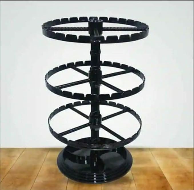 morel PLASTIC 3 TIER EARRING HANGER ROTATING JEWELLERY, CHAINS, EAR-RINGS, BRACELET, NECKLACE STAND FOR DISPLAY JEWELLERY ORGANIZER 12 INCH (1 PC, BLACK COLOUR) (3 TIER BLACK) 1