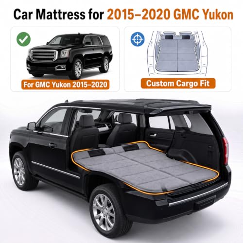 Image of Car Mattress for 2015-2020 GMC Yukon, Upgraded Non-Inflatable Thickened Foam SUV Car Camping Mattress, Foldable Trunk Sleeping Pad Car Bed Mattress for Road Trips Camping Travel