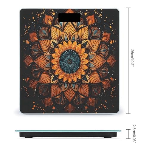 Báscula digital de baño Mandala con pantalla LCD brillante miniatura 2