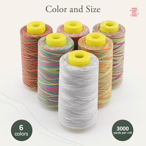 Hilos de Costura de Poliéster Multicolor, 6 Conos 3000yd miniatura 3