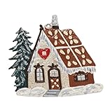 Pfefferkuchenhaus beidseitig von Hand bemalt, Weihnachtsanhänger