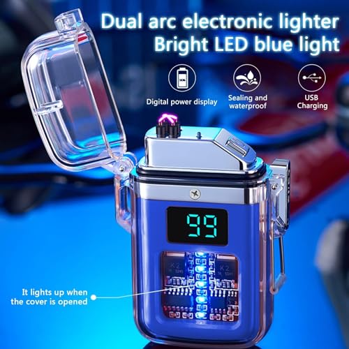 Encendedor recargable USB doble arco eléctrico azul miniatura 3