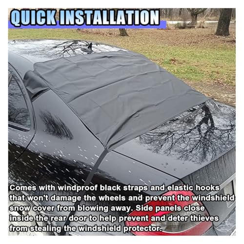 Image of KITUREK Car Windshield Snow Ice Cover, Windproof Sunshade Protector, Oxford Cloth Car Frost Window Covers, Universal Fit for Most Cars, Trucks, SUVs