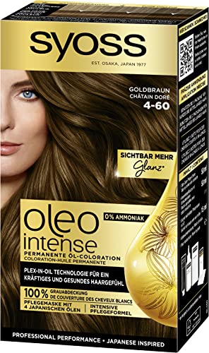 Foto von Syoss Oleo Intense Öl-Coloration 4-60 Goldbraun Stufe 3 (115 ml), dauerhafte Haarfarbe mit pflegendem Öl, Coloration ohne Ammoniak