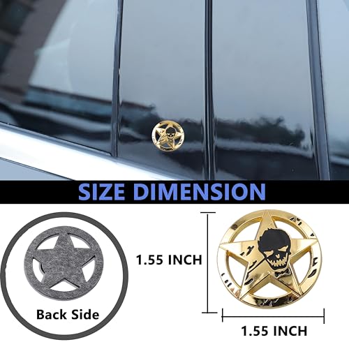Image of Star Skull Emblem for Car Windows, Trucks, Hood, Laptops Car Decoration (Gold)
