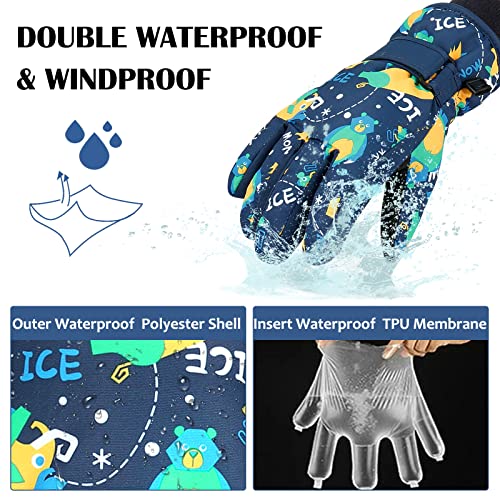 Teklemon Guanti da Sci per Bambini, Guanti da Neve Invernali per Bambini, Guanti Invernale Antivento Impermeabile Guanti Termici per Sci, Snowboard, Attività Outdoor per Ragazzi e Ragazze 4-10 Anni - Image 5