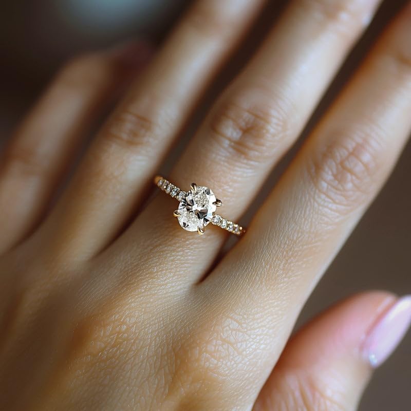 Stunning 2 CT moissanite Ring - The Celestine: 2CT Oval Cut Moissanite Ring, Elegant Engagement Promise Wedding Rings For Women & Gift For Women