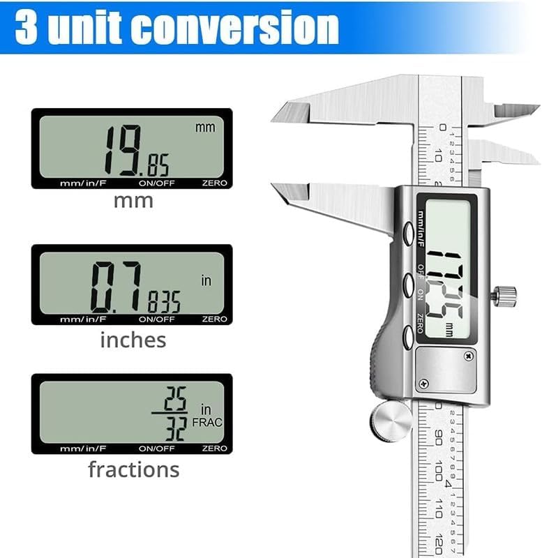 Image of SKADIOO Vernier Callipers Digital 6 Inch | Stainless Steel Precision Calipers Measuring Tool with Large LCD Display, Inch /MM Conversion, Micrometer for Professional & Household Use