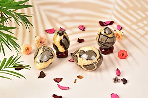 Image of AMOYSTONE Natural Septarium Quartz Crystal Egg with Base for Healing Reiki Single 2.5-3 inch, for Healing Reiki Witchcraft Meditation