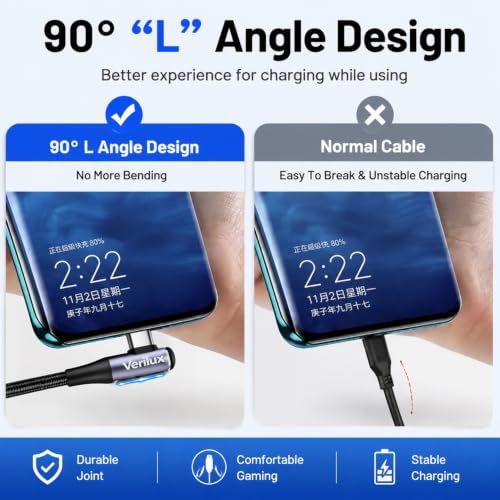 Image of Verilux USB C to Mini USB Cable 90 Degree Right Angle Connector