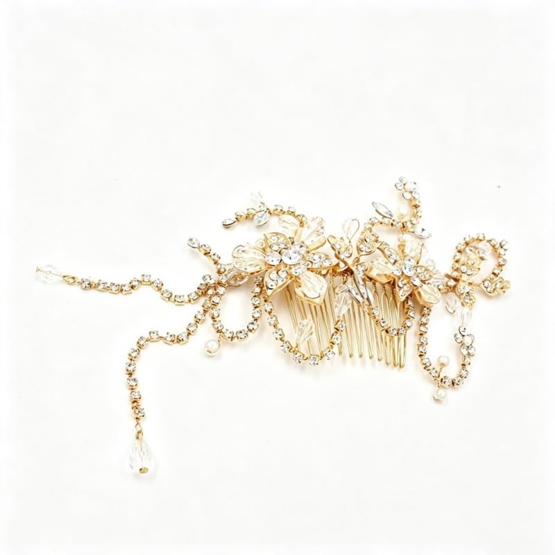 Rhinestone Floral Forehead Band Bridal Headpiece