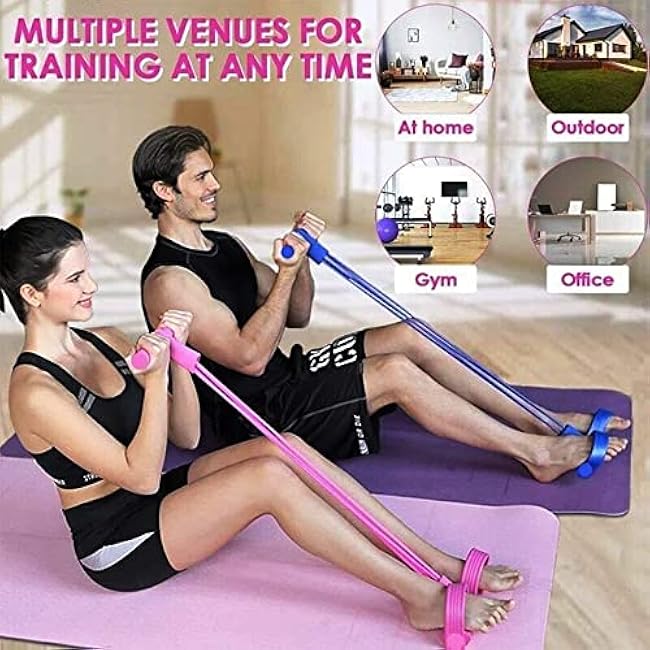 21 Fitness Resistance Bands-4 Tube Pedal Ankle Puller, 2025 New Elastic Yoga Pedal Puller Stretch Band for Exercise, AB Training Auxiliary Device Sit Up Exercise Equipment for Women Men