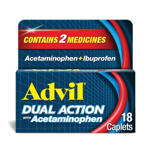 Advil Dual Action Coated Caplets with Acetaminophen 125mg Ibuprofen and 250mg Acetaminophen Per Caplet for 8 Hour Pain Relief - 18 Count