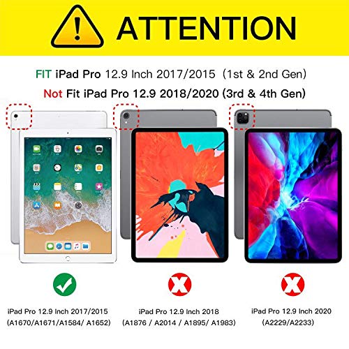 Ztotop Case For Ipad Pro 12.9 Inch 2017/2015 (Old Model,1St & 2Nd Gen), Premium Leather Folding Stand Folio Cover With Auto Wake/Sleep, Document Card Slots And Multiple Viewing Angles, Navy Blue #TOP1