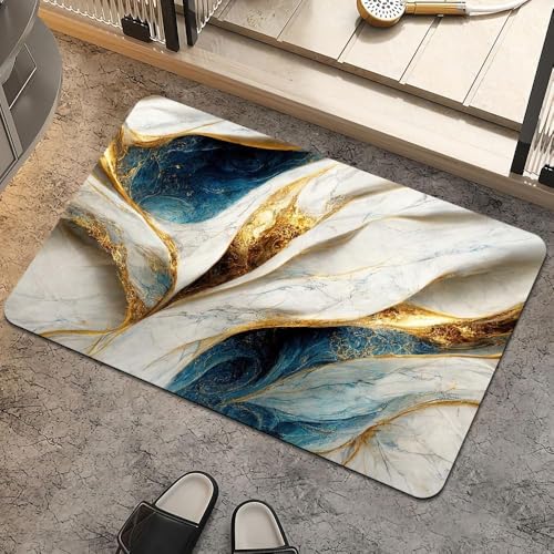 Image of FIGMENT 3D Anti-Slip Water Absorbent Bathroom Mat | Quick Dry Rectangular Bath Mat for Home, Kitchen Doorway, Office & Entryway Use | Soft, Odour-Free & Easy Clean Floor Mat (60x40 cm)