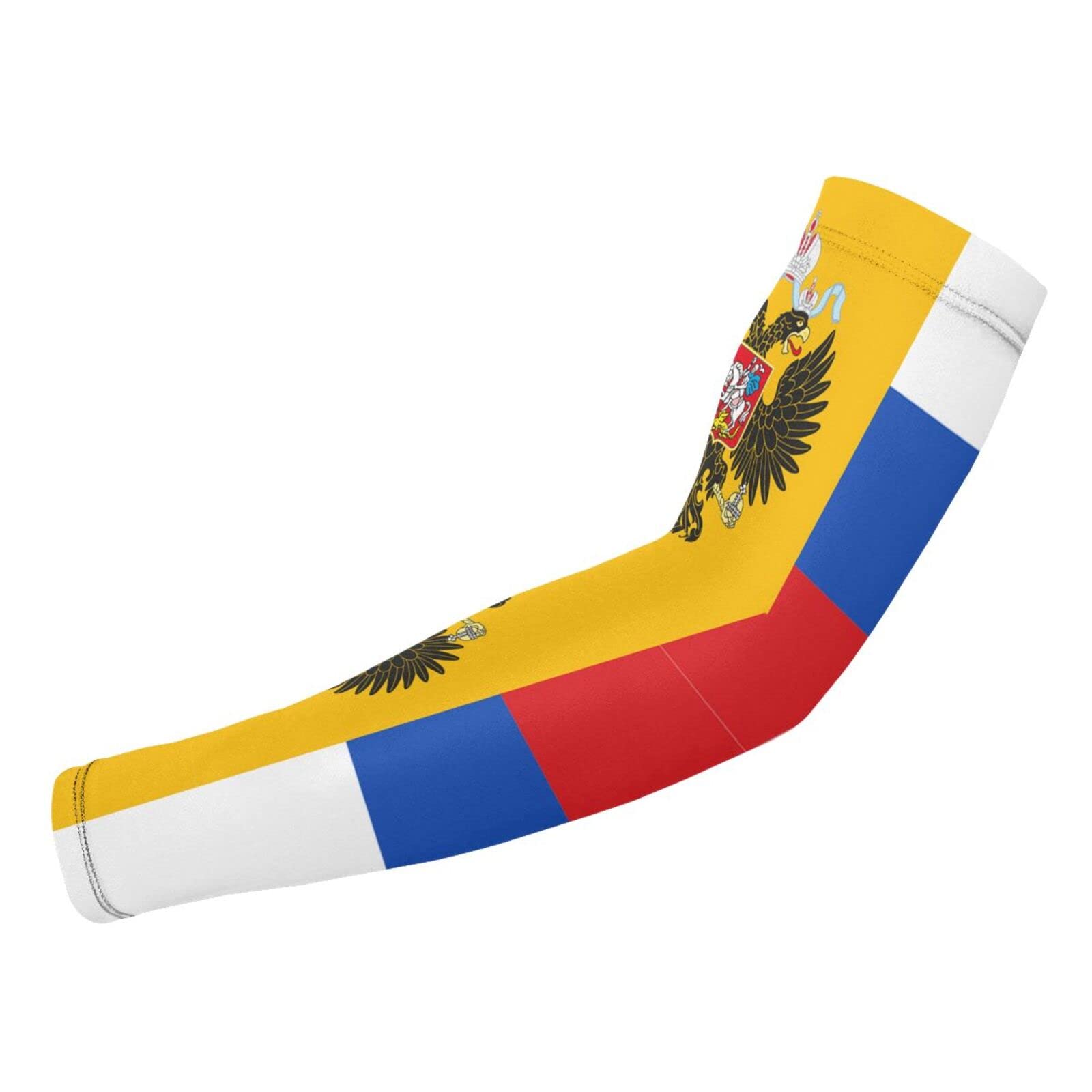 ZGXJJPP New Russian Flag Arm Sleeves for Men or Women Compression Cooling Ice Silk UV Sun Protection Arm Sleeves Sports Protection Tattoo Cover Sleeves