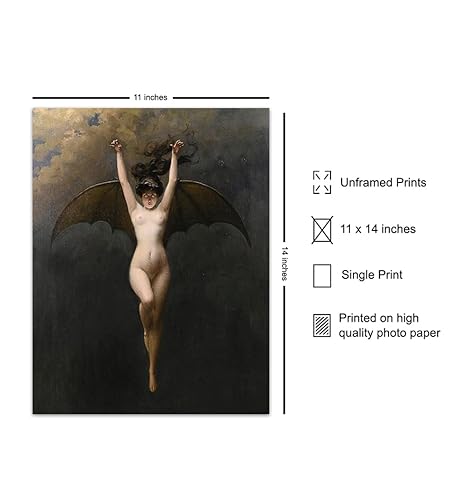 Miniatura 2 de Gothic Wall Decor for Women 11x14 - Creepy Bat Wall Art for Wicca, Wiccan, Gypsy - Goth Witch Decorations, Witchy Gifts for Women - Paganism,