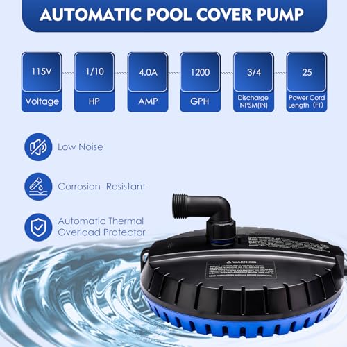 Lhuksgf PCP1200 Automatic Pool Cover Pump, 115V Submersible Water Sump Pump thumb #2