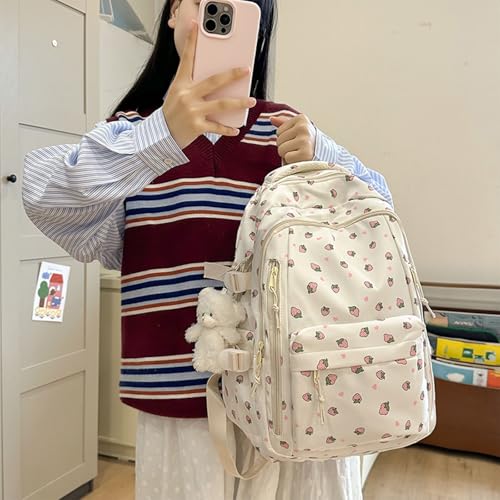 Coquette Backpack, Multipockets Cute Dackpack Kawaii Floral with Preppy Coquette Backpack (Orchid)2