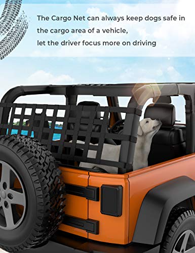 Joytutus Cargo Net Fits Wrangler/Utv, Car Top Roof Hammock Mesh Cargo Net For Wrangler Jk Jku Jl Yj Tj Lj 1987 To 2023 Car Window Cargo Net #TOP2