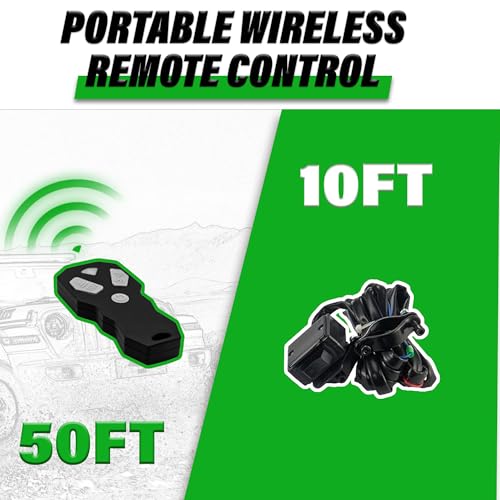 Image of TYT 6500 lb UTV Winch with Wireless Remote and Wired Switch,12 Volt DC Electric Trailer Winch,1 /4 inch x 50FT Synthetic Rope Winch with Rubber Stopper and Mounting Plate