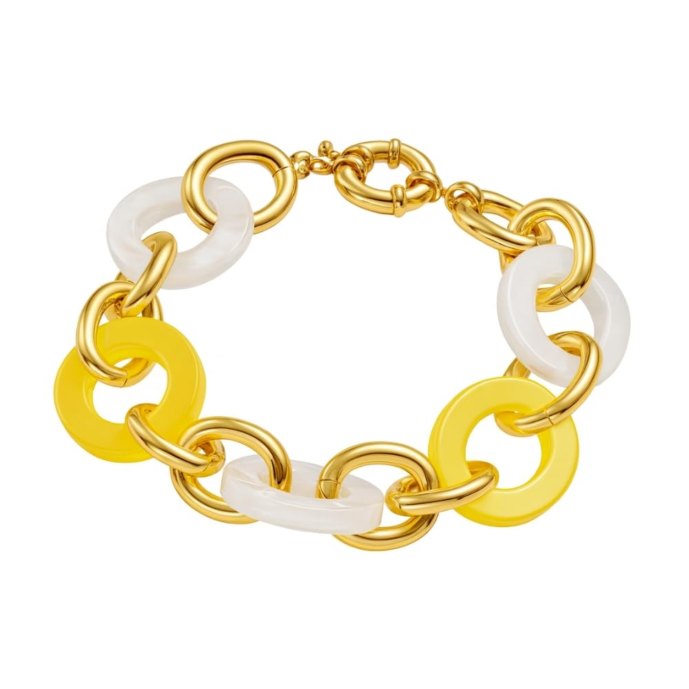 amorili Bracciale Donna Colorato in Resina e Bronzo Dorato | Braccialetto Estivo Elegante Artigianale Fatto a Mano | Gioiello di Design Chic Idea Regalo Originale bcc1087b