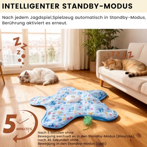 Image of FIVAVA Cat Toy Self-Employment, Interactive Cat Toy, Electric, Rechargeable Toy for Cats with 3 Interchangeable Feathers