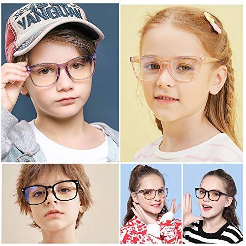 Image of KUGUAOK 2 PACK Kids Blue Light Blocking Glasses, Boys Girls Computer Gaming TV Glasses, Lightweight Eyeglasses Frame (Age 4 to 12)