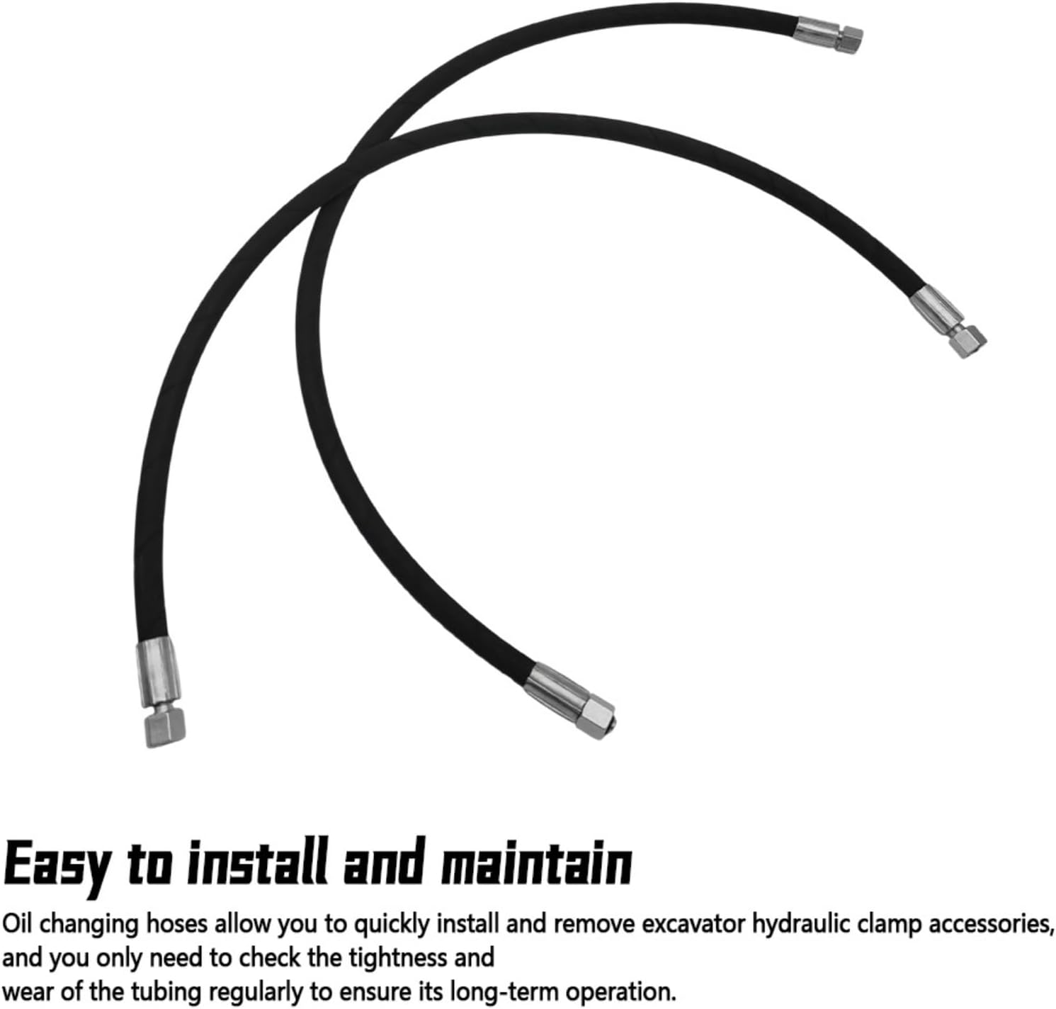 1/4'' 30.7" Excavator Hydraulic Hose with Fittings Fit for Mini Excavator Hydraulic Thumb Clip/Bucket Attachment Oil Drain Pipe, M14 x 1.5mm Male x Male Hydraulic Hose Assembly