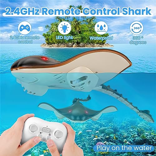 Image of YOTOY Remote Control Shark Toys for Kids Age 6-12 Years, Shark Pool Toys, RC SharkRemote Control Shark for Pool, Shark Toys for Boys 6-12, RC Boat for Pool, Manta Ray Toy, Gift for 6 7 8-12 Kids