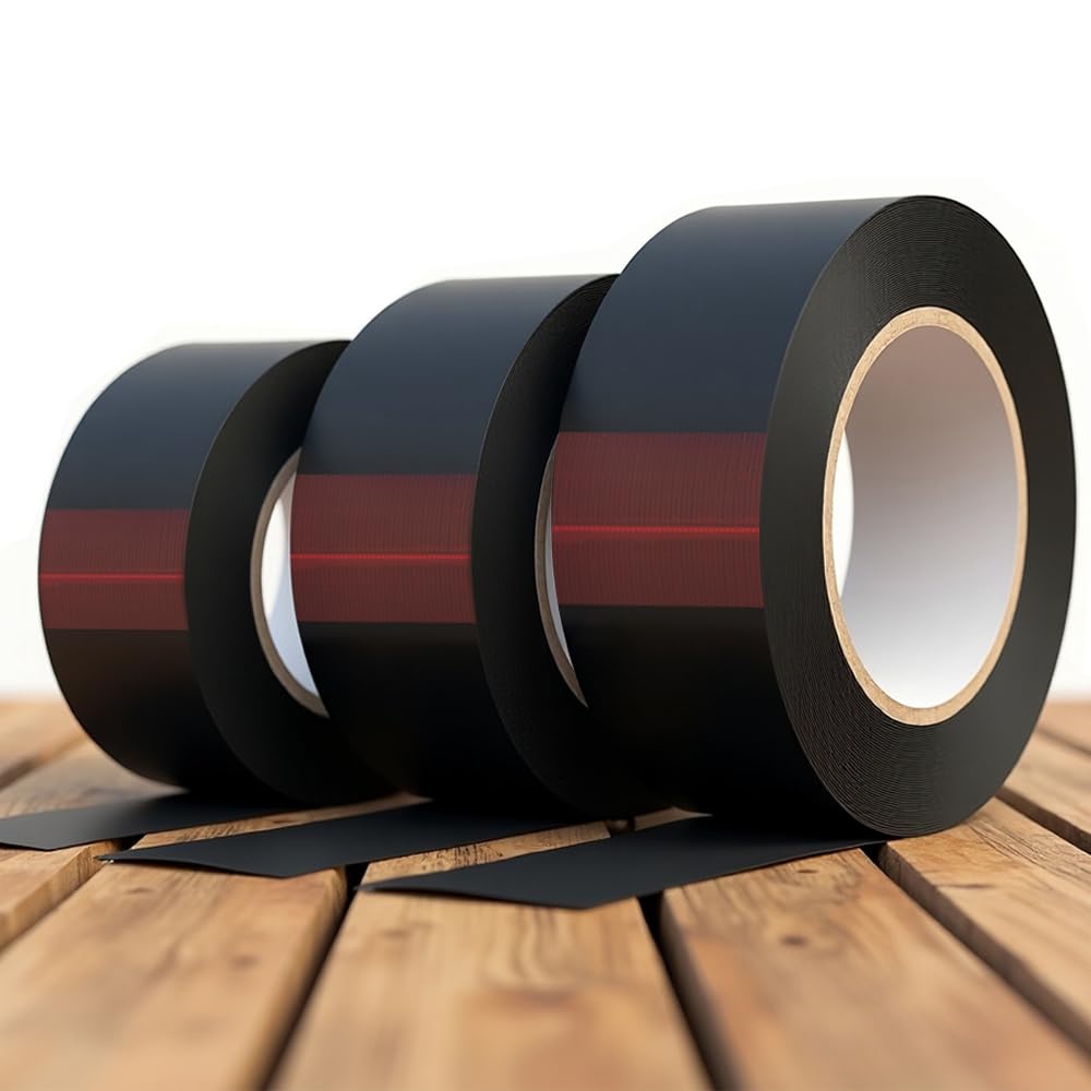 Terrassen- & Holzschutzband Schwarz – 25 m Rolle – Selbstklebend, UV-beständig, für Holz- & Alu-Unterkonstruktion – 50–200 mm Breite – Feuchteschutz für Terrassen (150mm Breite)
