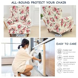 HAOYONG Wing Chair Slipcovers Stretch Wingback Chair Covers Printed 2 Pieces Wingback Armchair Slipcover Elastic Chair Slip Covers Washable Armchair Protector Cover for Living Room and Bedroom HAOYONG Wing Chair Slipcovers Stretch Wingback Chair Covers Printed 2 Pieces Wingback Armchair Slipcover Elastic Chair Slip Covers Washable Armchair Protector Cover for Living Room and Bedroom
