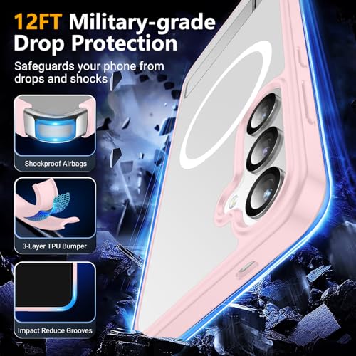 Image of SPIDERCASE Magnetic for Samsung Galaxy S25 Plus Case, [3 Stand Ways][ Military Grade Drop Protection] with Invisible Stand Shockproof Slim Case for Samsung Galaxy S25 Plus 6.7 inch, Pink
