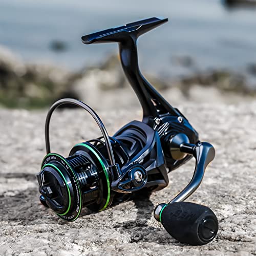 Handing Spinning Fishing Reels Light And Smooth Spinning Reels 6.2:1 Gear Ratio Carbon 33Lb Max Drag 2500 Series Black Saltwater And Freshwater Fishing (Green-2000) #TOP6