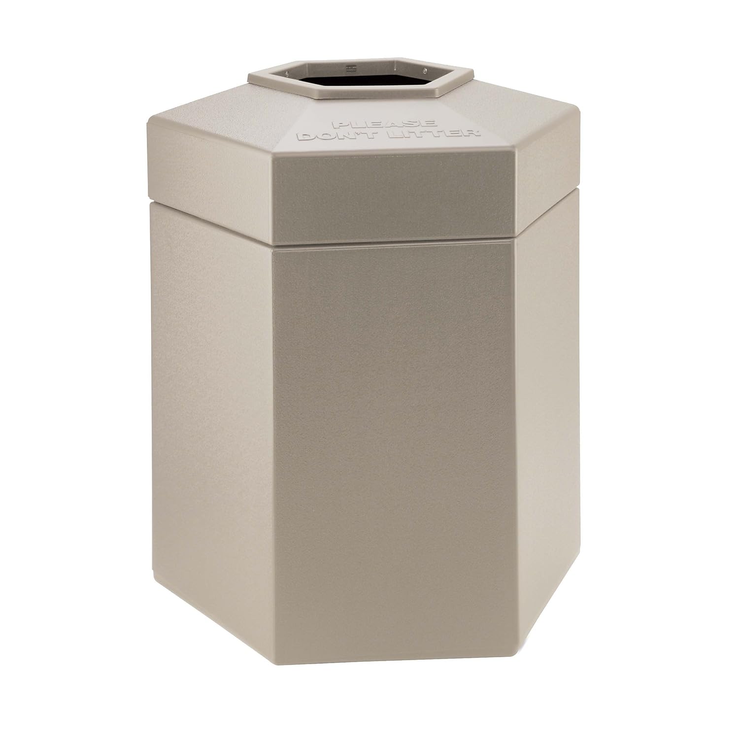Commercial Zone Products PolyTec Series 45gal Hex Waste Container, Beige (737202)