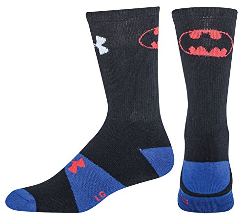 Under Armour Kids Performance Batman Symbol Crew Socks, Black/Red, Youth Large