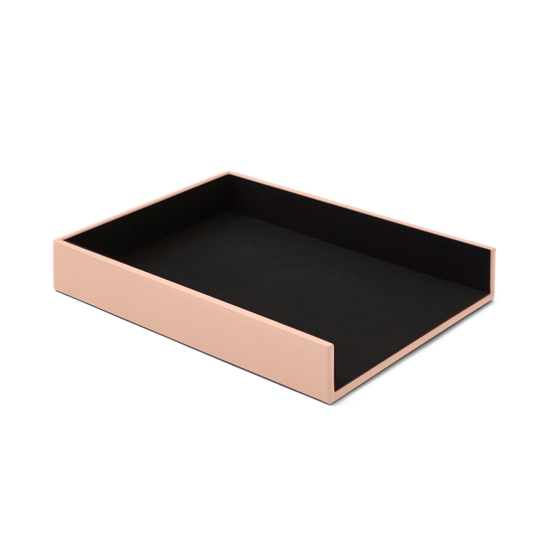 Eglooh - Atena - Paper Tray for Desk and Office Real Leather Powder Pink - A4 Document Tray, Letter Organiser - cm 32 x 24,2 x H.5 - Entirely Made in Italy