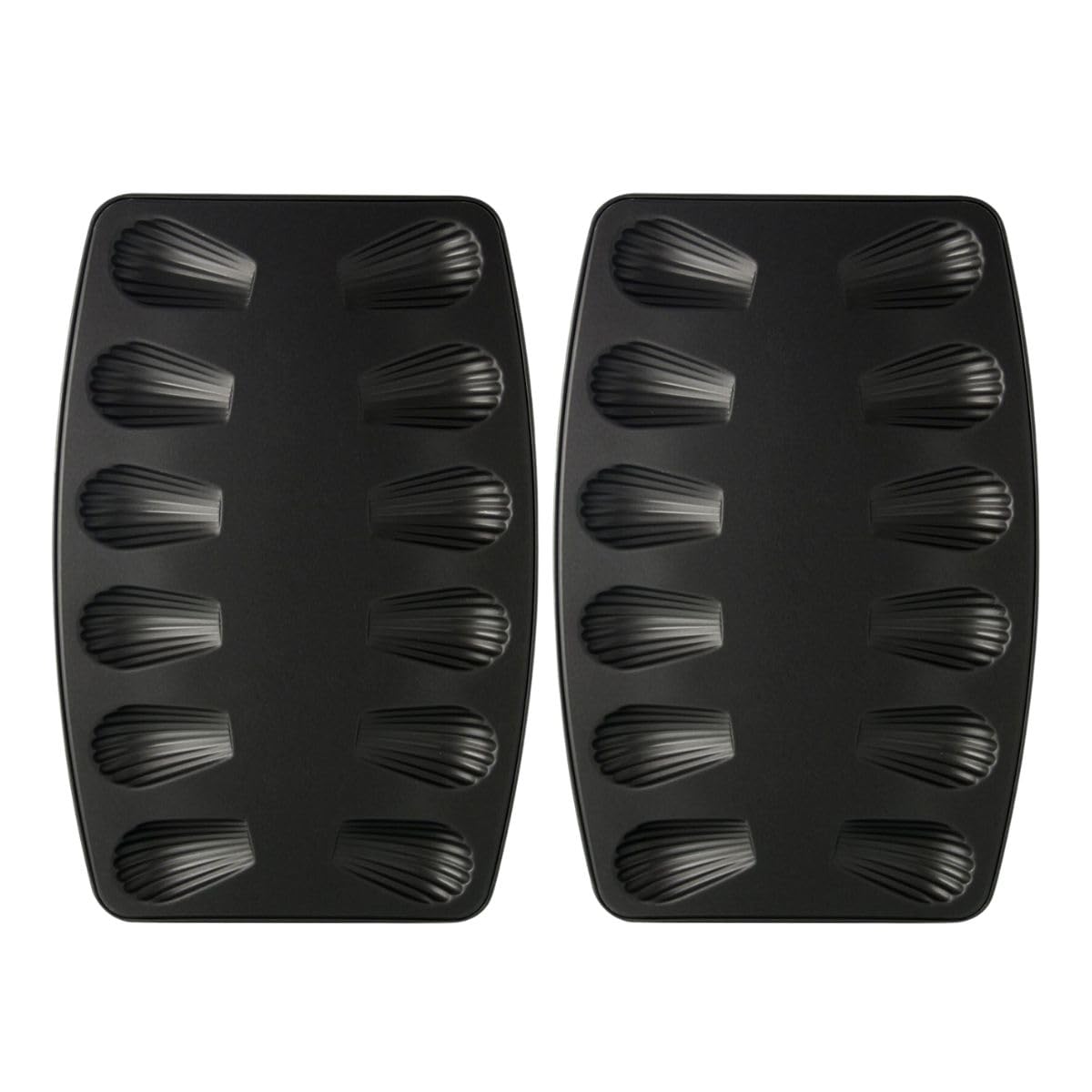 Zenker 9926250 Lot de 2 moules à madeleines, plaque à madeleines, moule pour madeleines salées et sucrées, 2 plaques à madeleines, 2 moules madeleines, Acier inoxydable, Noir, 26 x 39 x 1 cm