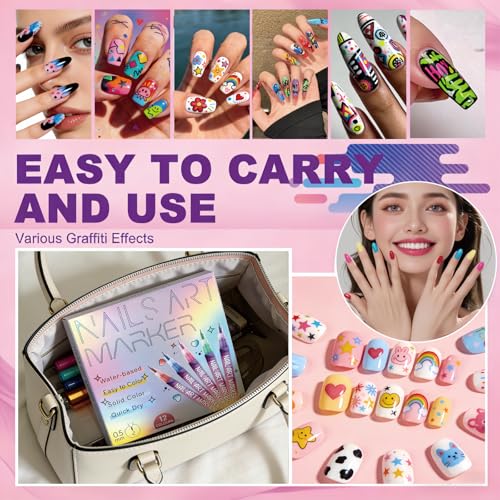 50% Off 12-Color Nail Art Pens Set with Fine Tip