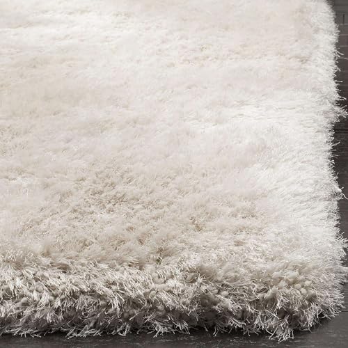 Image of Ultra Soft Ivory Microfiber Shaggy Floor Carpet 10x12 Feet, Handmade with Thick Plush Fabric, Non Slip Base, Perfect for Modern Living Rooms, Bedrooms and Hall Spaces