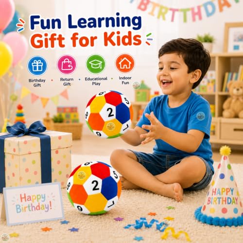 Image of Counting Soft Ball Pack of 2, Soft Ball 15 cm Educational Number Learning Balls for Kids, Soft Colorful Indoor Outdoor Play Toy, Counting & Activity Ball