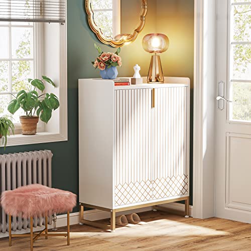 Little Tree Modern White Cabinet With Doors For Up To 25 Pairs 5-Tier Wood Shoes Rack Organizer For Entryway Bedroom Hallway Living Room #TOP3